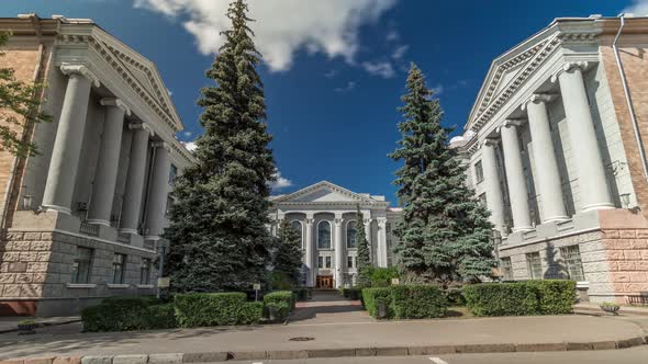 Front View of National Kharkiv University of Radioelectronics - an Old Building with Main Entrance