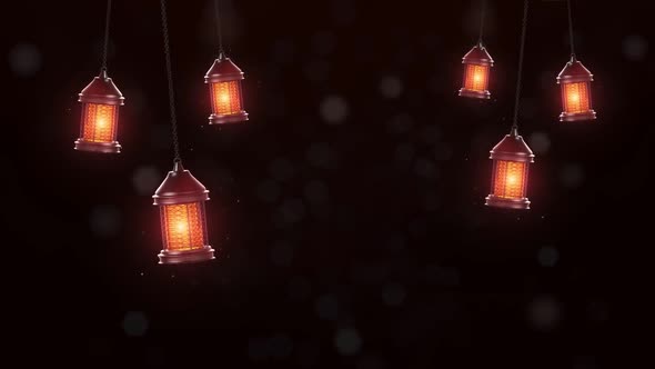 Ramadan Candle Lantern Falling Hanging On A Black Background 2