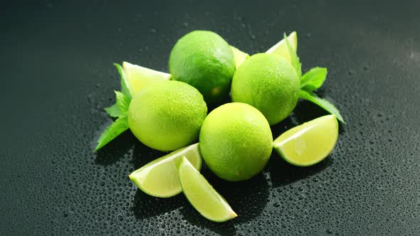 Ripe Green Limes on Table