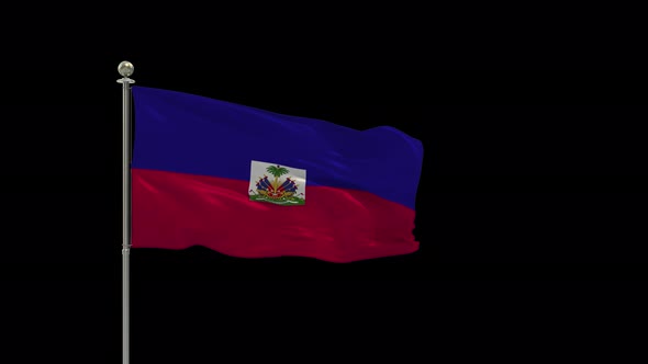 Haiti Looping Of The Waving Flag Pole With Alpha