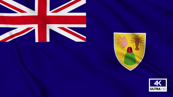 Turks And Caicos Islands Flag Waving Slowly Looped