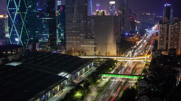 Timelapse Street Highway of Futian District in Shenzhen City