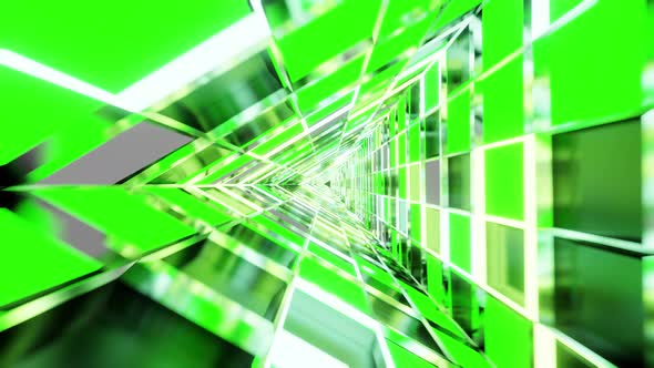 Green Triangle Crystal Vj Loop Tunnel Background For Music Show 4K