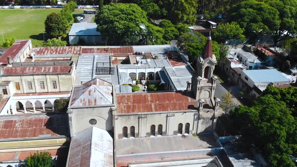 Church of the Good Shepherd (Rosario, Argentina) aerial view, drone footage