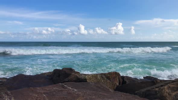 Stormy ocean and rocks 4K