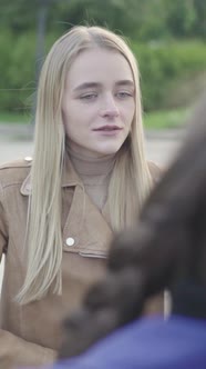 Vertical Video of a Young Skinny Girl in the Park