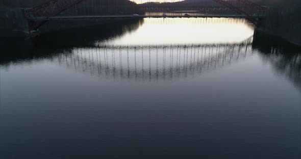 Aerial Tilt Down of the Amvets Bridge Over the New Croton Reservoir