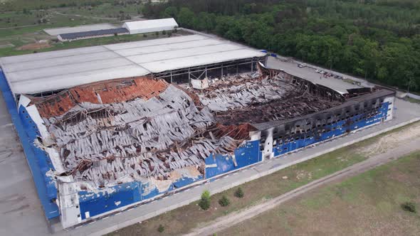 War in Ukraine  Destroyed Warehouse in Bucha