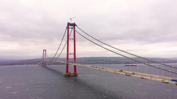 1915 Canakkale Bridge Aerial View in Canakkale Turkey