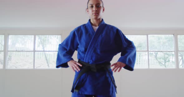 Judoka looking at the camera