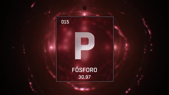 Phosphorus as Element 15 of the Periodic Table on Red Background in Spanish Language