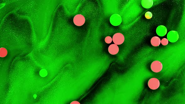 Pink Bubble and Green Colorful Background. Beauty Backdrop Design. Multicolored