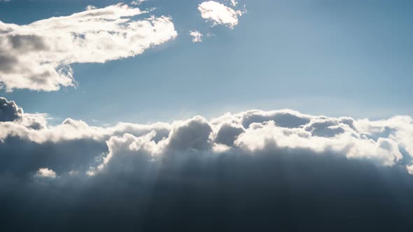 Curly Clouds Are Moving in the Sky. Time Lapse