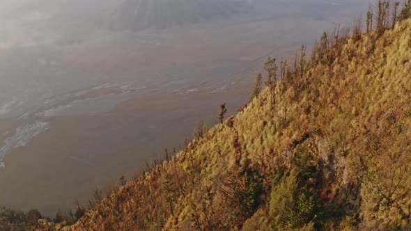 Drone Over Mountain Landscape Of Tengger Calder