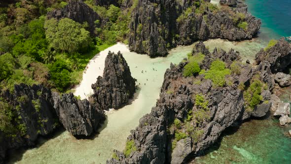 Tropical Seawater Lagoon and Beach, Philippines, El Nido