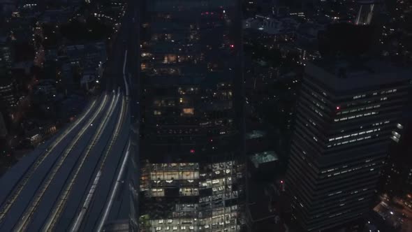 Scenic Aerial View of London Bridge Tower The Shard at Night