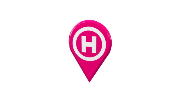 Map Location Pin With Hospital Icon Pink V5