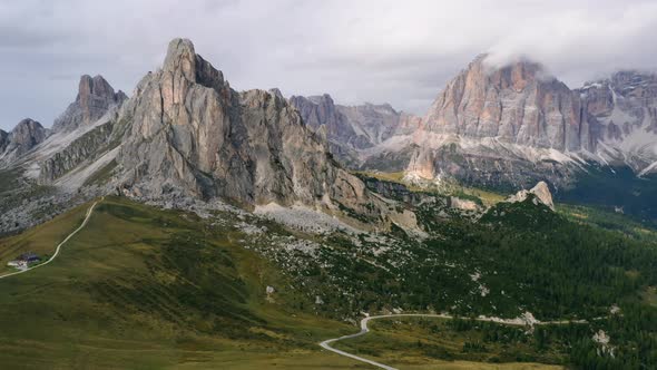 Above Italian Dolomites Alps ,Pass Giau