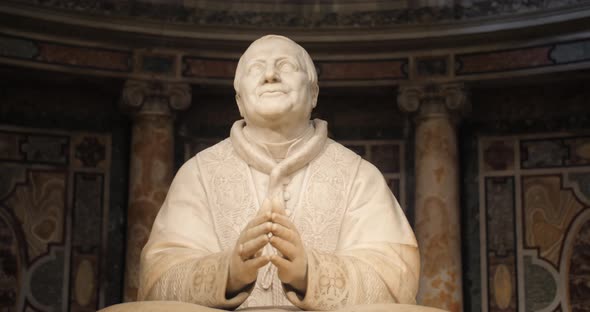 Close Up Of Pope Pius IX Statue In The Basilica Of Saint Mary Major In Rome, Italy.