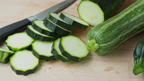 Fresh zucchini on cutting board