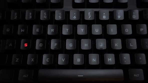 The Word Sos Is Typed on a Luminous Computer Keyboard. Black Backlit Keyboard with Letters. The