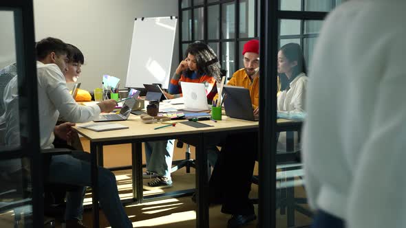 Group of Multiethnic Colleagues Working in Office