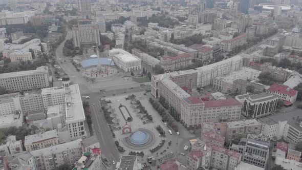 Independence Square in Kyiv, Ukraine. Maidan. Aerial View