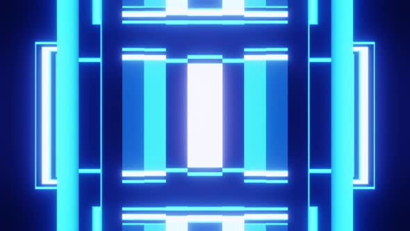 Blue Wall Stripes Neon Show For Party Vj Loop Background 4K