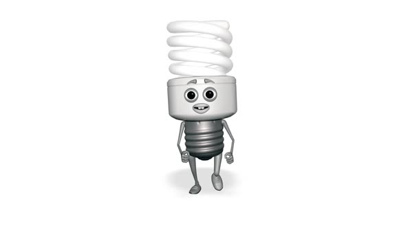 Light Bulb Runing Looped White Background