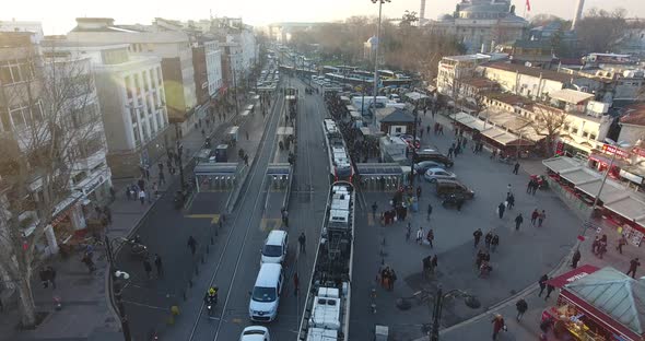 Crowded Tram Stop