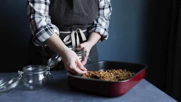 Homemade Granola at Baking Sheet