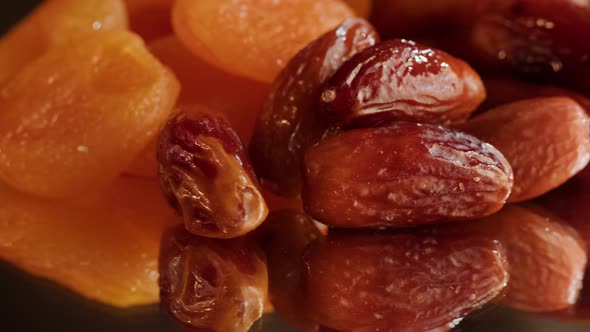 Dried Apricots and Dates Closeup Dry Fruits Vegetarian Food