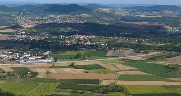 The countryside and Gergovie from the Gergovie plateau, Puy-de-Dome, Auvergne, France