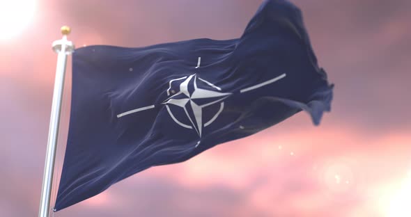 NATO Flag at Sunset