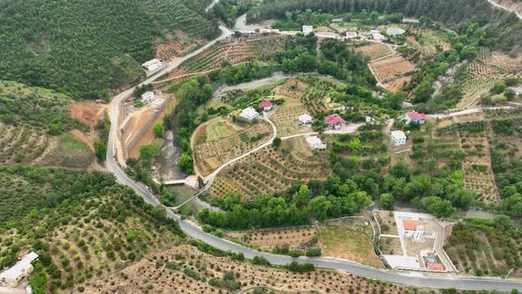 Farm Region Aerial View 4 K Alanya Turkey