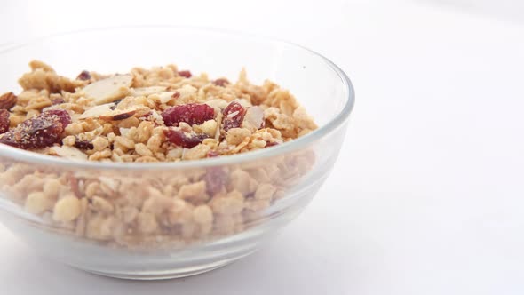 Cereal Breakfast in Bowl on White Background