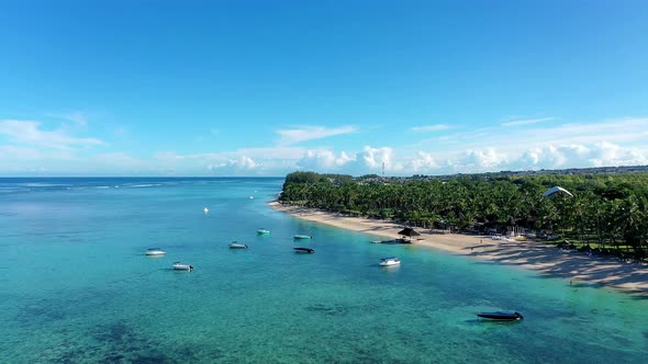 View of beach and water, Flic-en-Flac, Mauritius