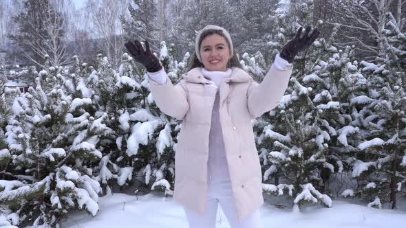 Woman Throws Snow