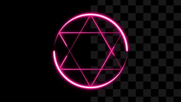 Neon Hexagram With Circle