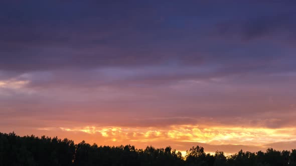 View of Beatiful Sunset Over Forest