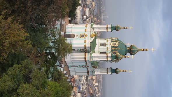 St. Andrew's Church at dawn. Kyiv Vertical video