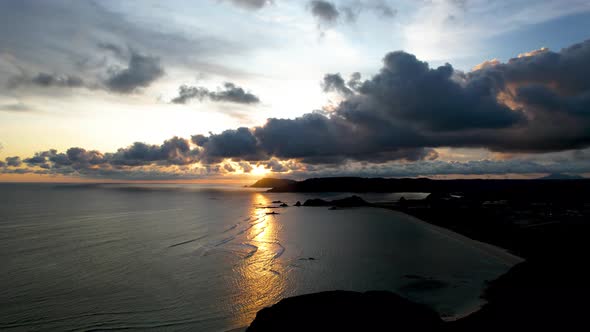 Aerial view of The beauty of Merese hill Lombok island when sunset