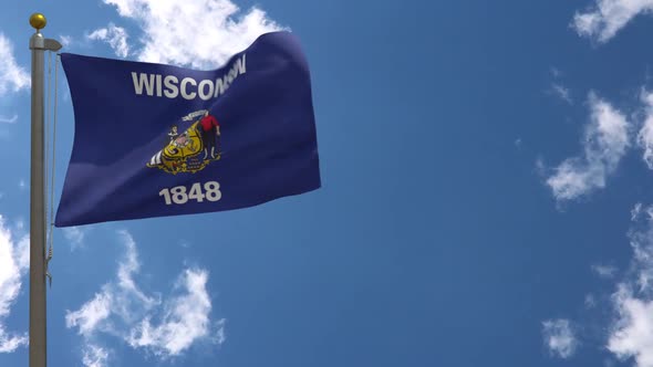 Wisconsin State Flag (Usa) On Flagpole