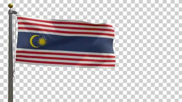 Kuala Lumpur City Flag (Malaysia) on Flagpole with Alpha Channel - 4K