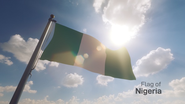Nigeria Flag on a Flagpole V2
