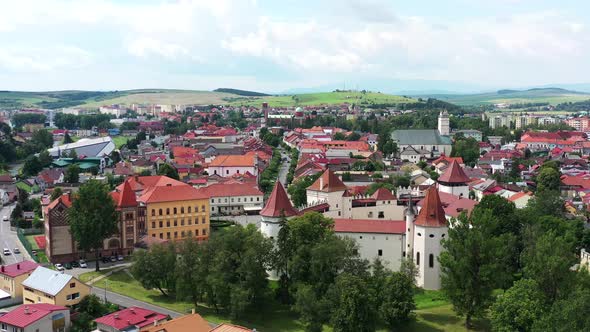 Aerial view of Kezmarok town in Slovakia