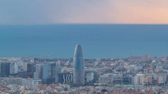 Panorama of Barcelona Timelapse Spain Viewed From the Bunkers of Carmel