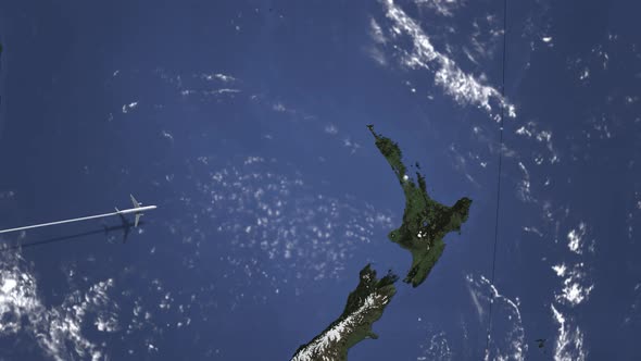 Plane Arriving To Auckland New Zealand From West