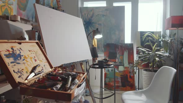 Workplace of Artist in Creative Studio