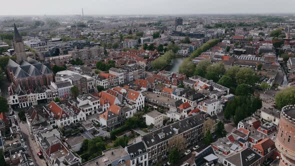 Drone View of Old European City in Summer